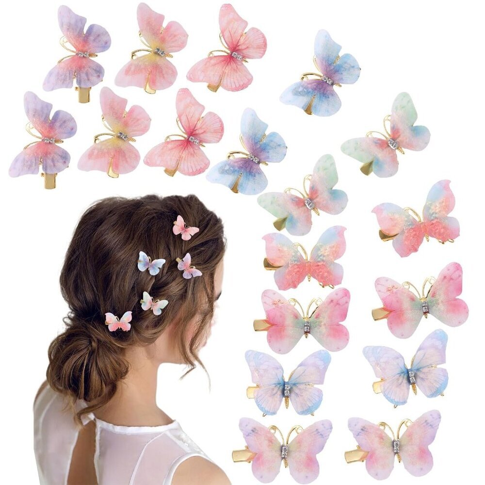 18Pcs Rhinestone Butterfly Hair Clips for Teens Women, Y2K Glitter Hair Jaw Clip